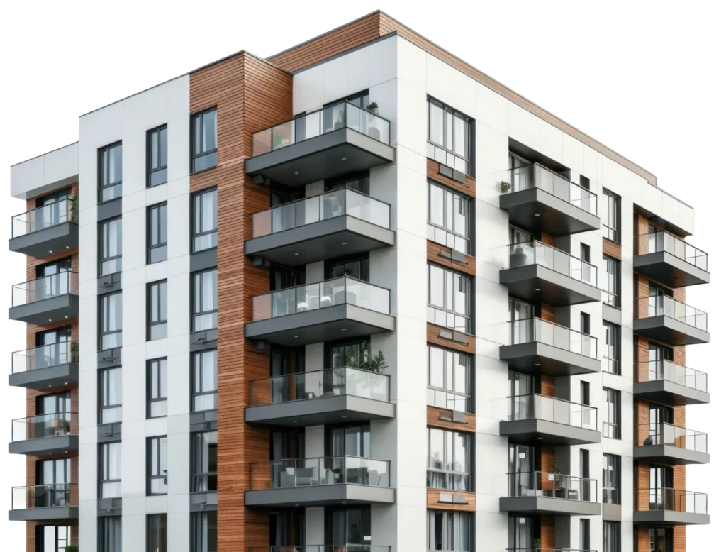 Modern residential building with balconies